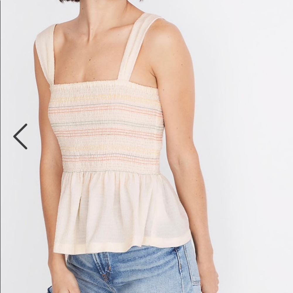 Madewell texture and thread smocked top